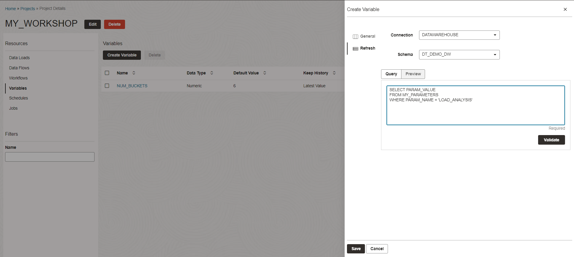 Screenshot of new workflow variable