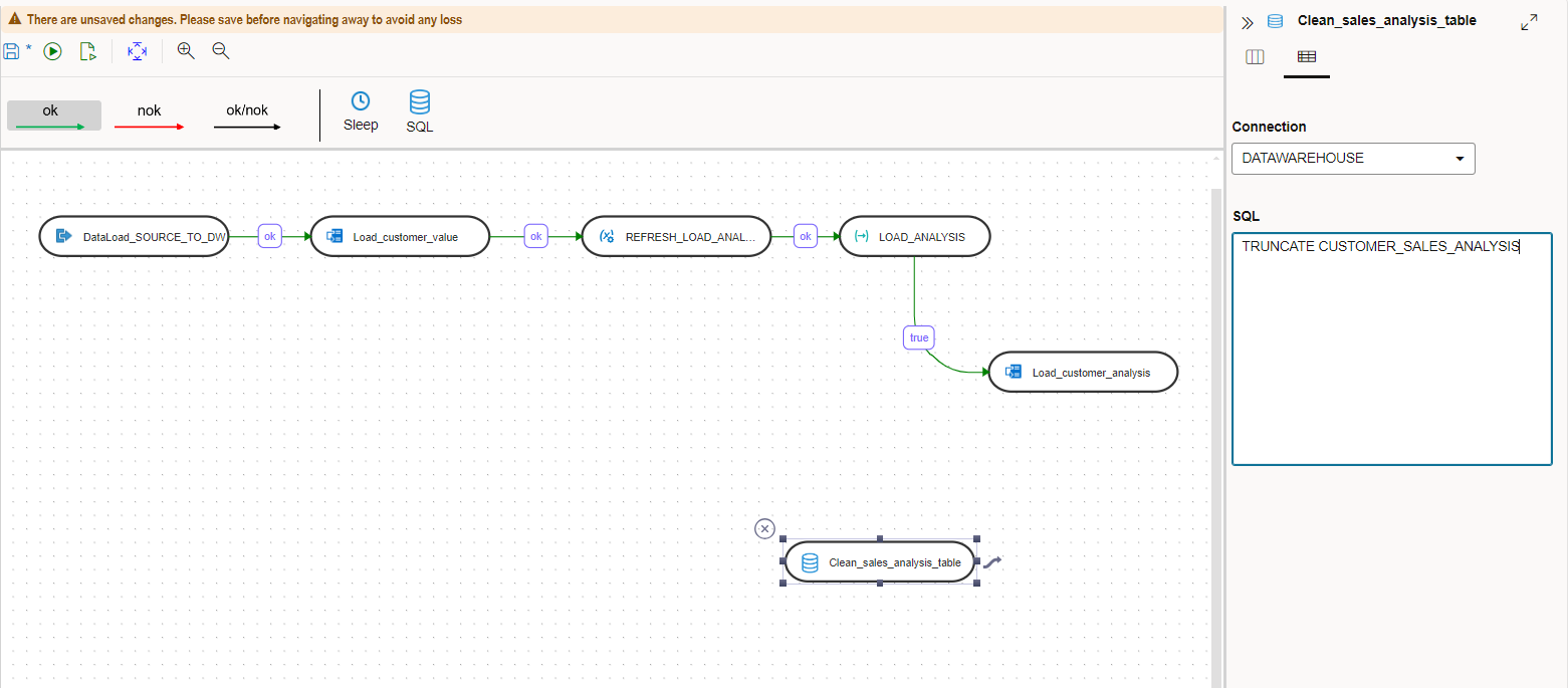 Screenshot of the configured SQL step