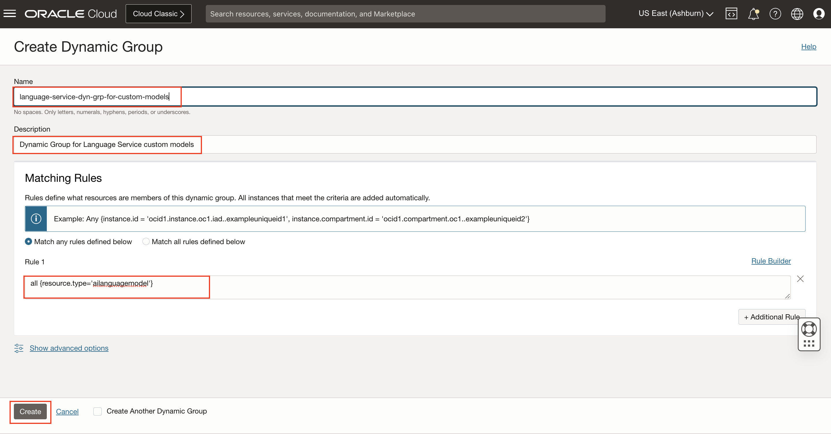 OCI Create policy