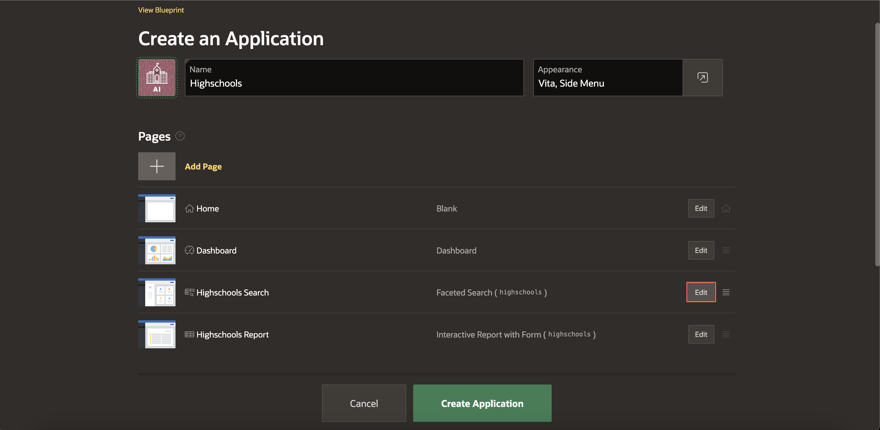 Edit App page