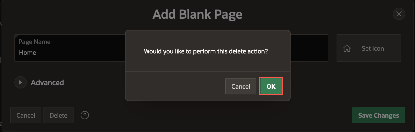 Confirm Delete dialog