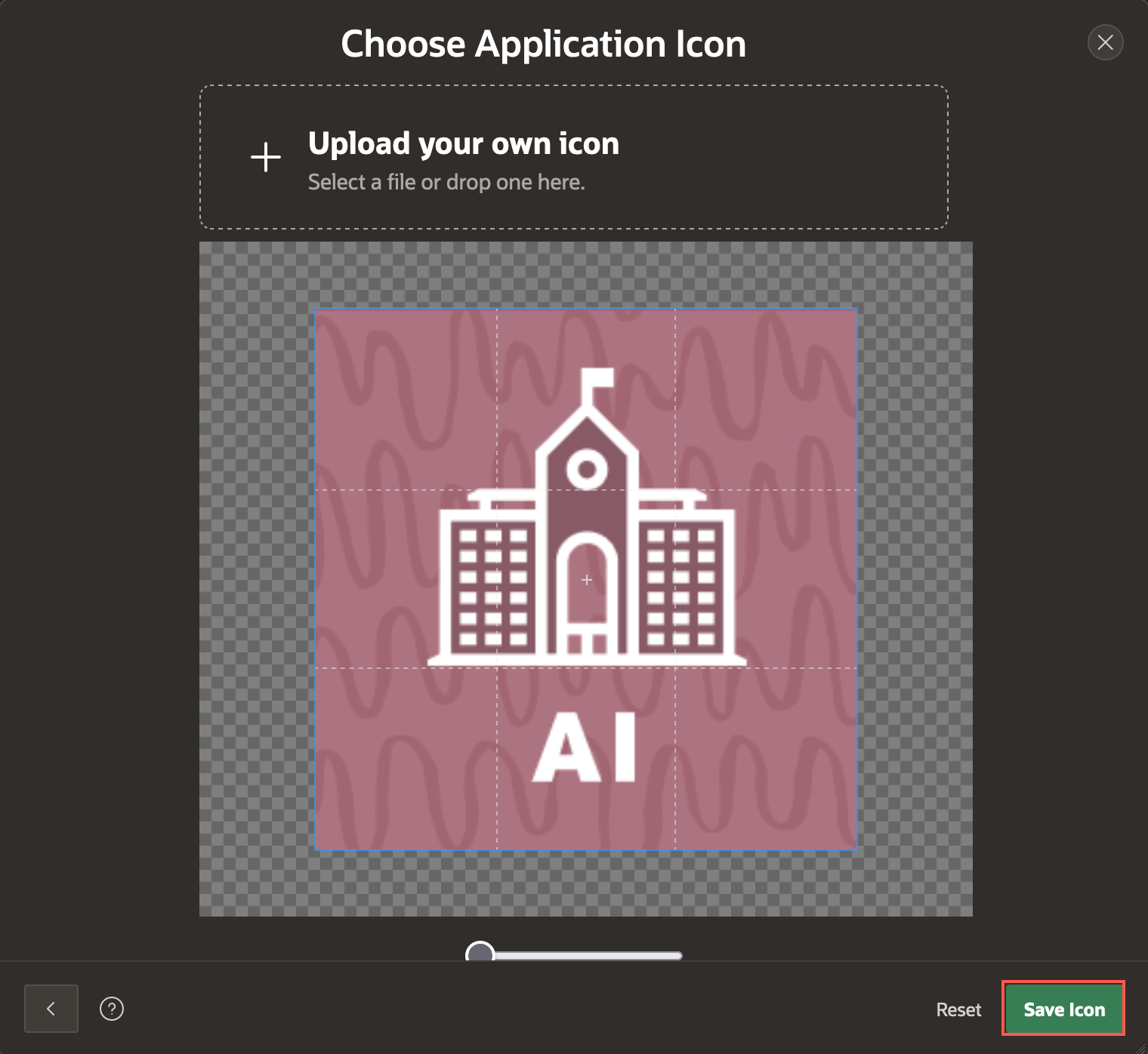 Image showing an icon editor in Choose Application Icon wizard