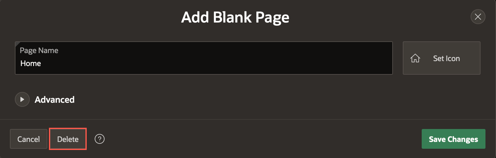 Delete Page wizard
