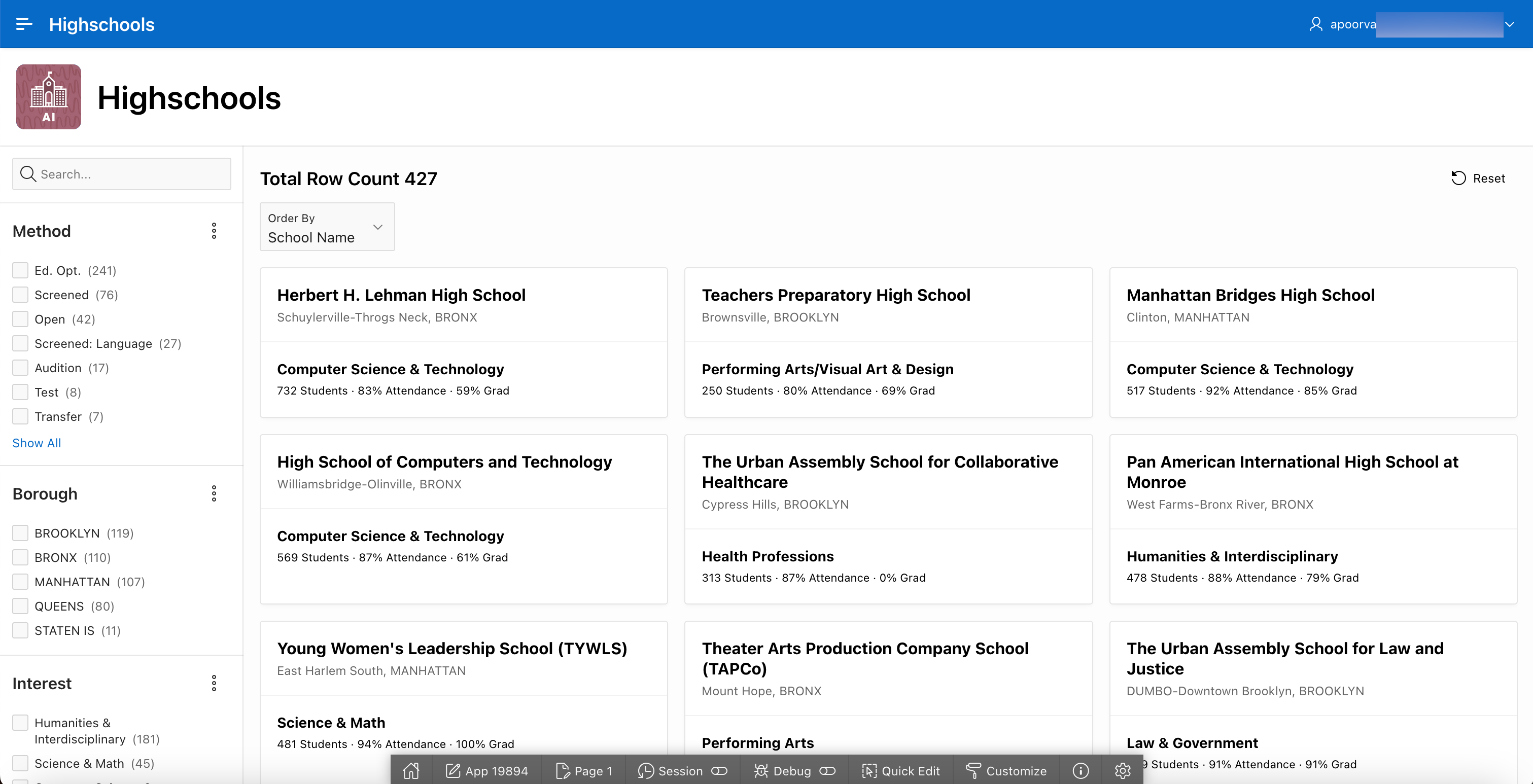 App is displayed