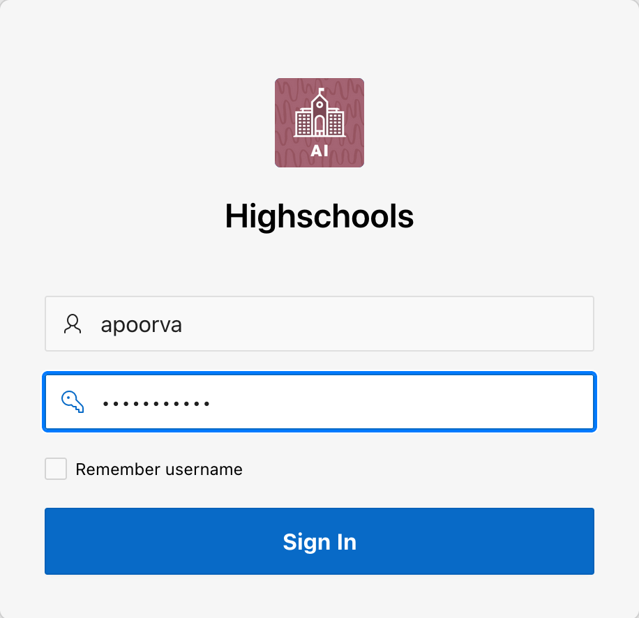 App login screen