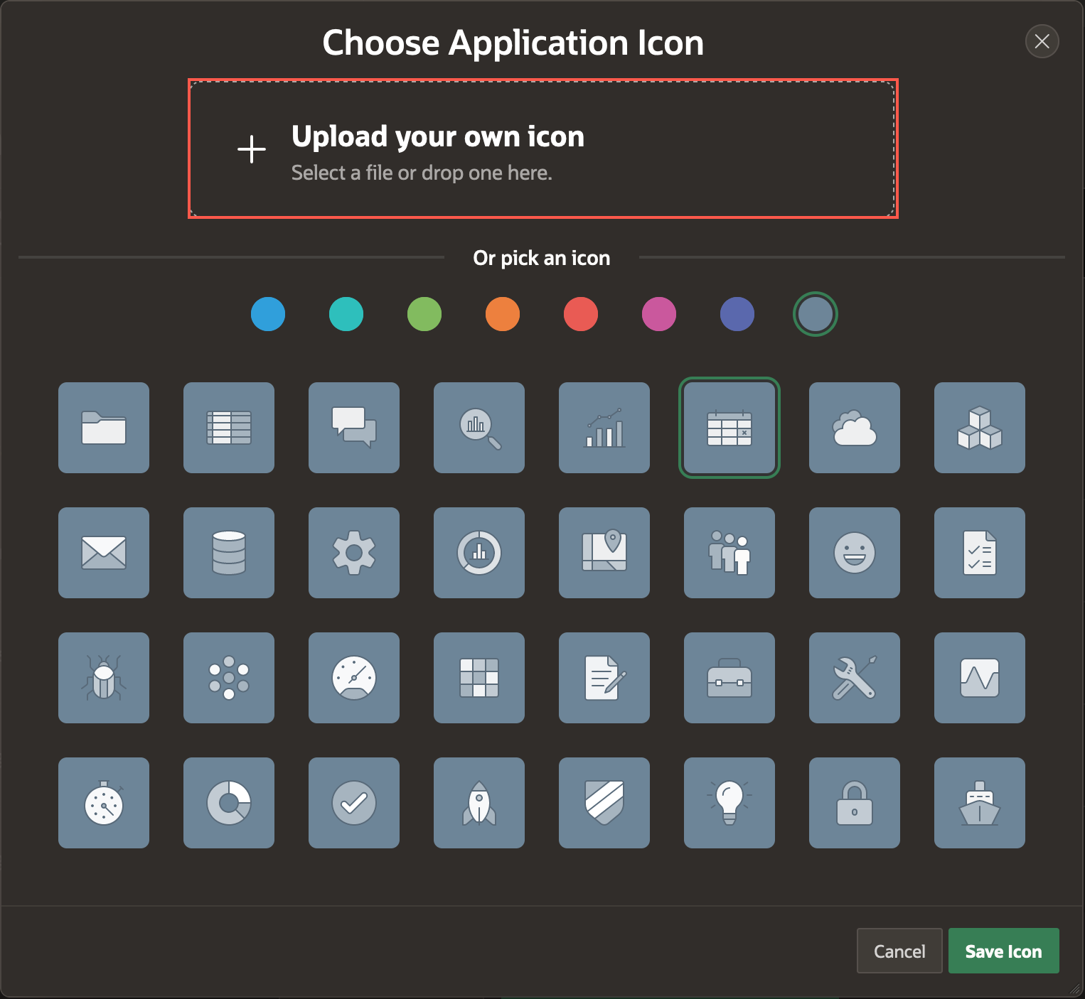 Image showing the Choose Application Icon wizard