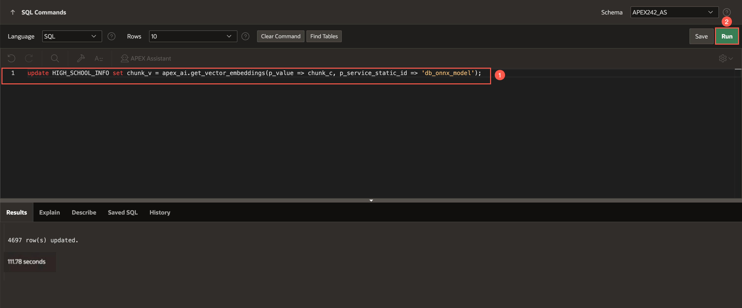 SQL Commands page