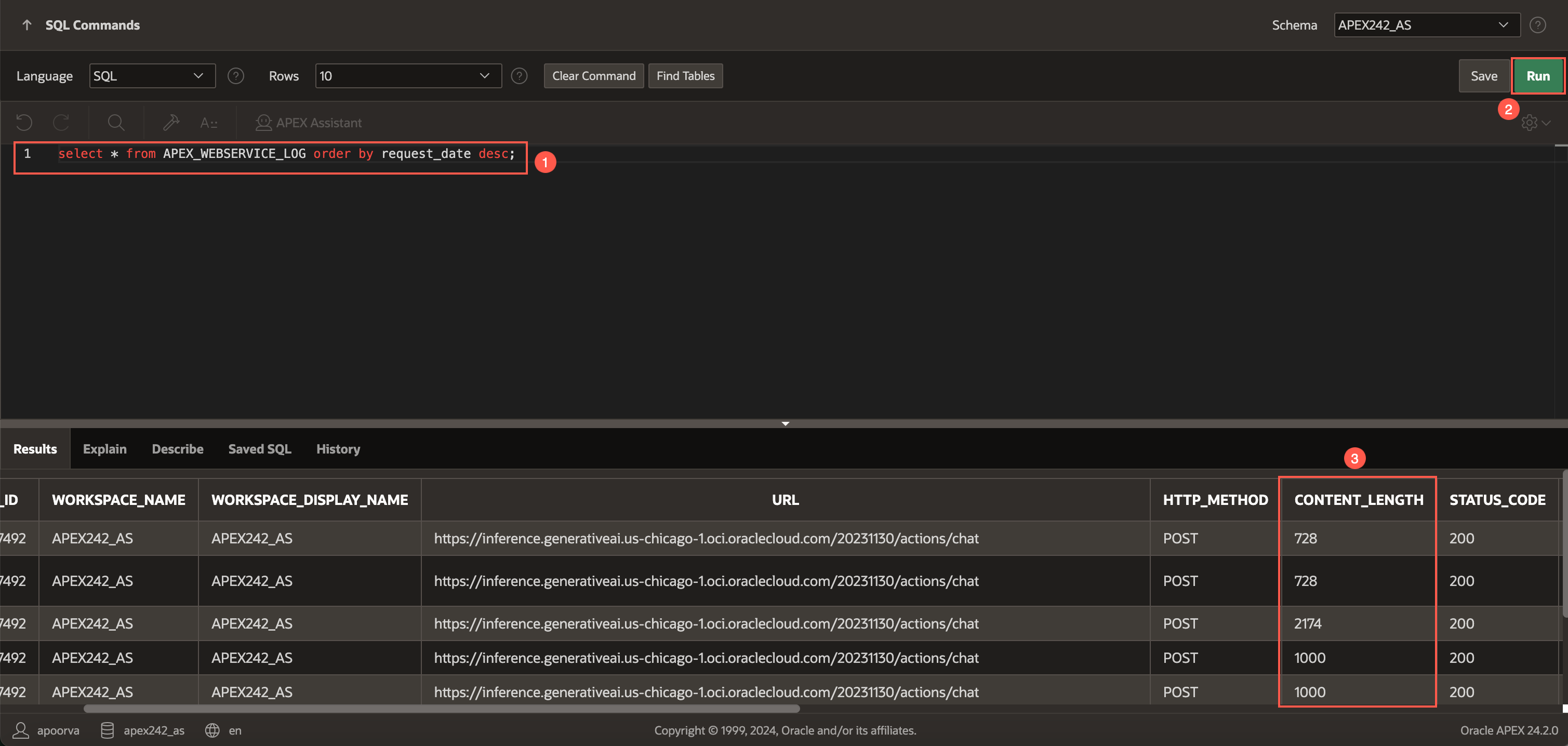 SQL commands page