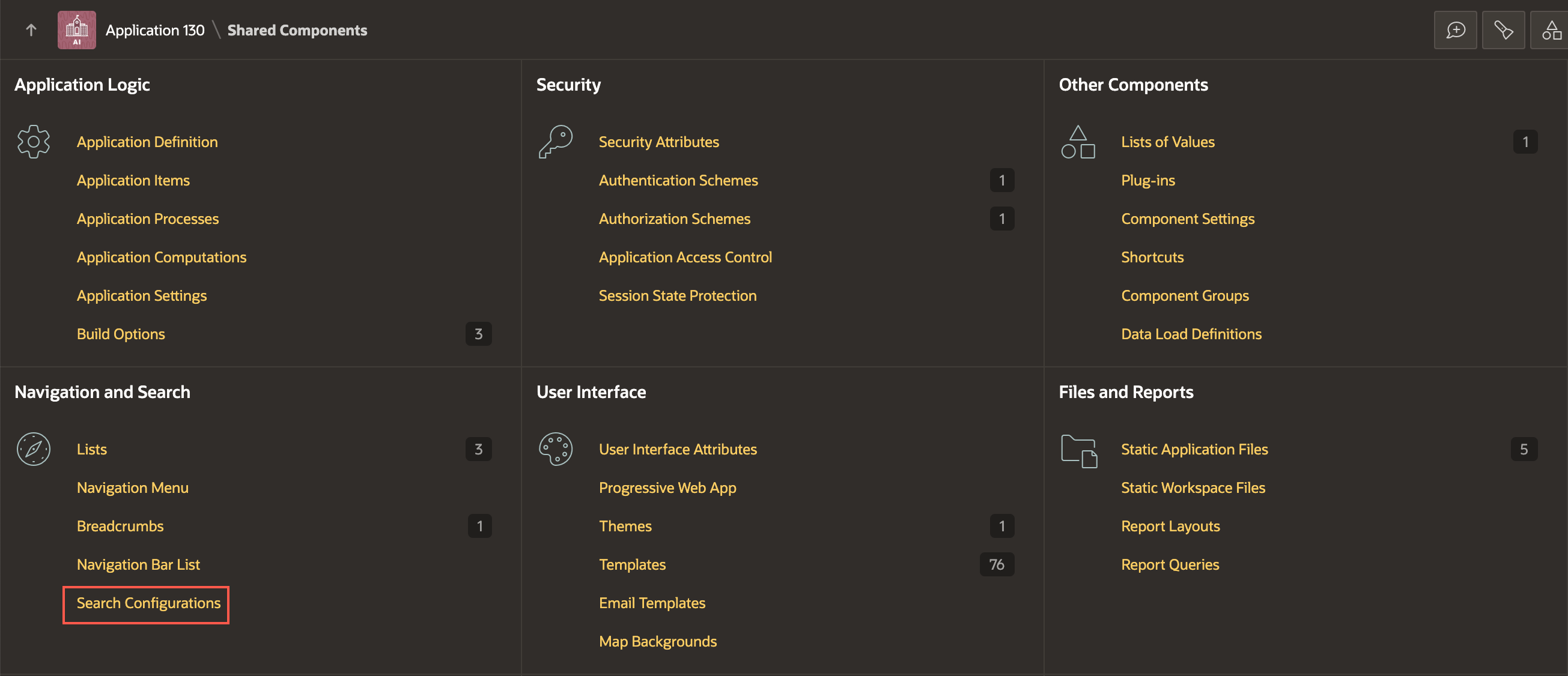 Shared Components page
