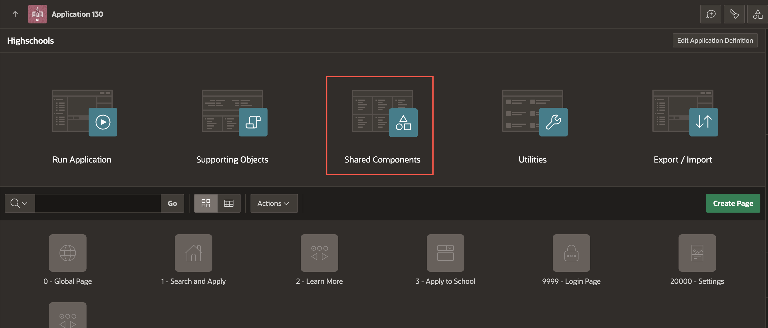 App homepage