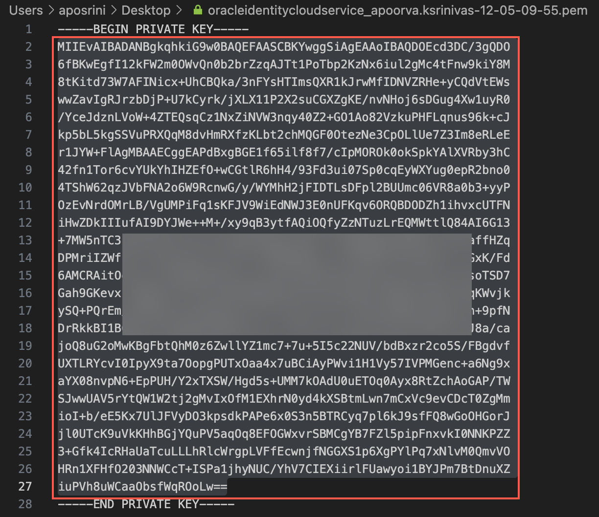 Private key file