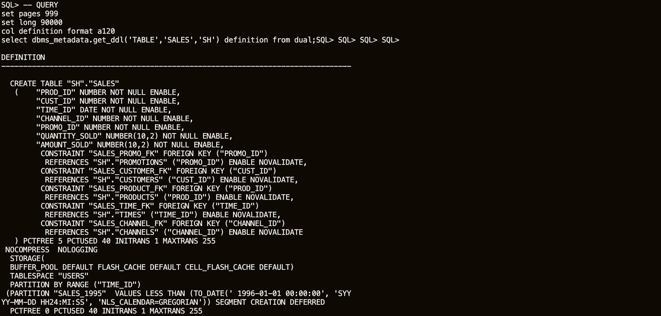 retrieve ddl