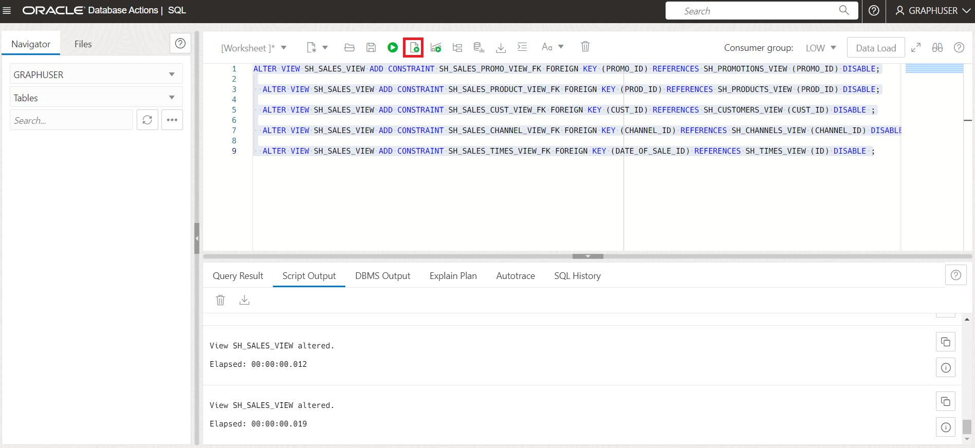 Add the relevant Foreign Keys for SH_SALES_VIEW