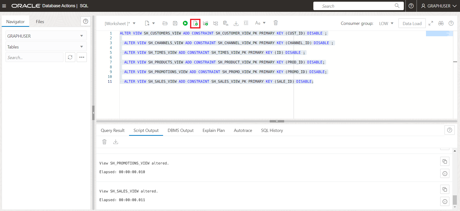 Add the relevant Primary Keys to the Views