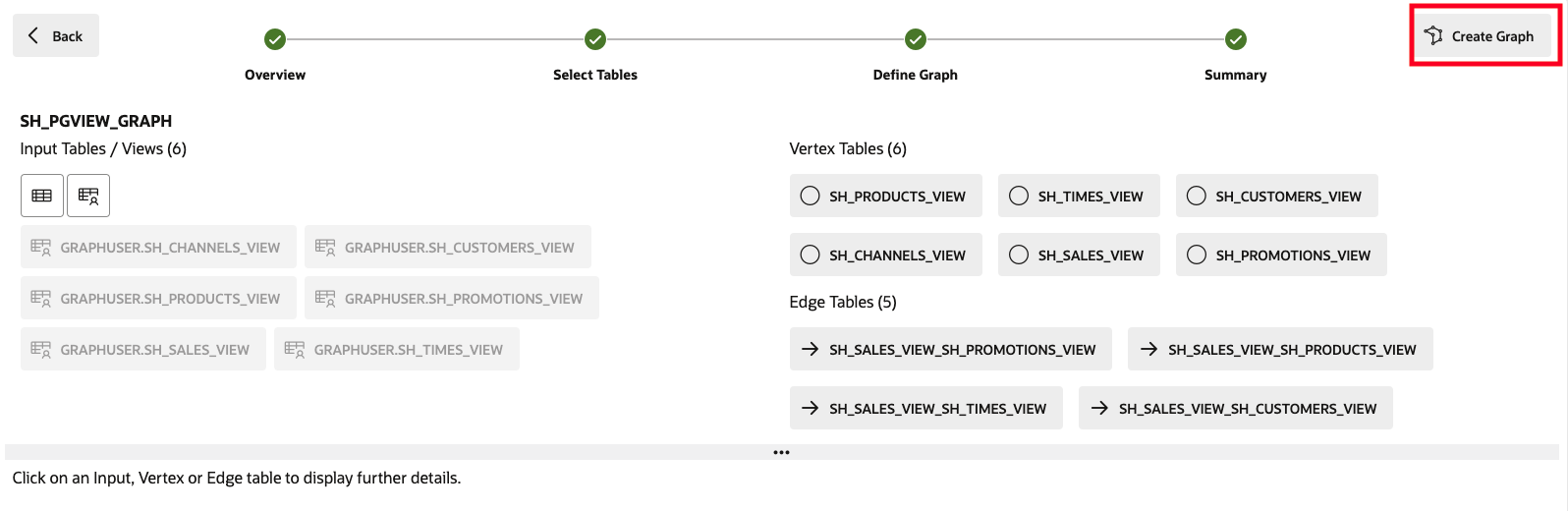 Click Create Graph to create the graphl